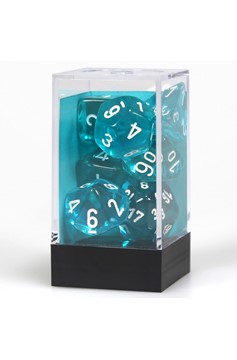 Dice Set of 7 - Chessex Translucent Teal with White Numerals