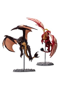 World of Warcraft Red Highland Drake And Black Proto-Drake 1:12 Scale Posed Figure 2-Pack