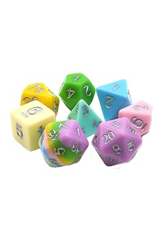 Old School 8 Piece Dnd Rpg Dice Set: Gradients - Pastel Rainbow