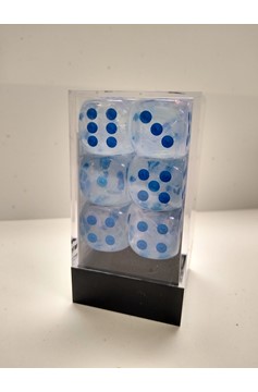 Block of 12 6-Sided 16Mm Dice - Chessex Borealis Icicle With Light Blue Numerals Luminary Glow 27781