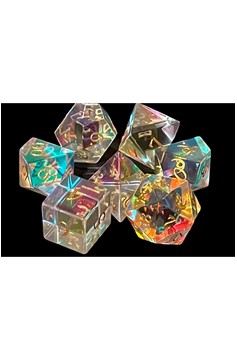 Old School 7 Piece Dnd Rpg Gemstone Set: Glass - Prismatic Dreams