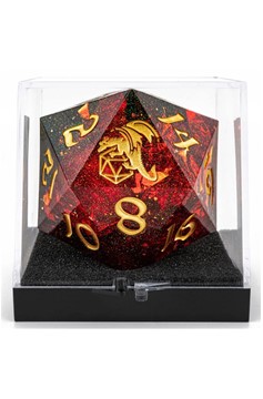 D20 55Mm Sharp Edged Resin Red/Gold