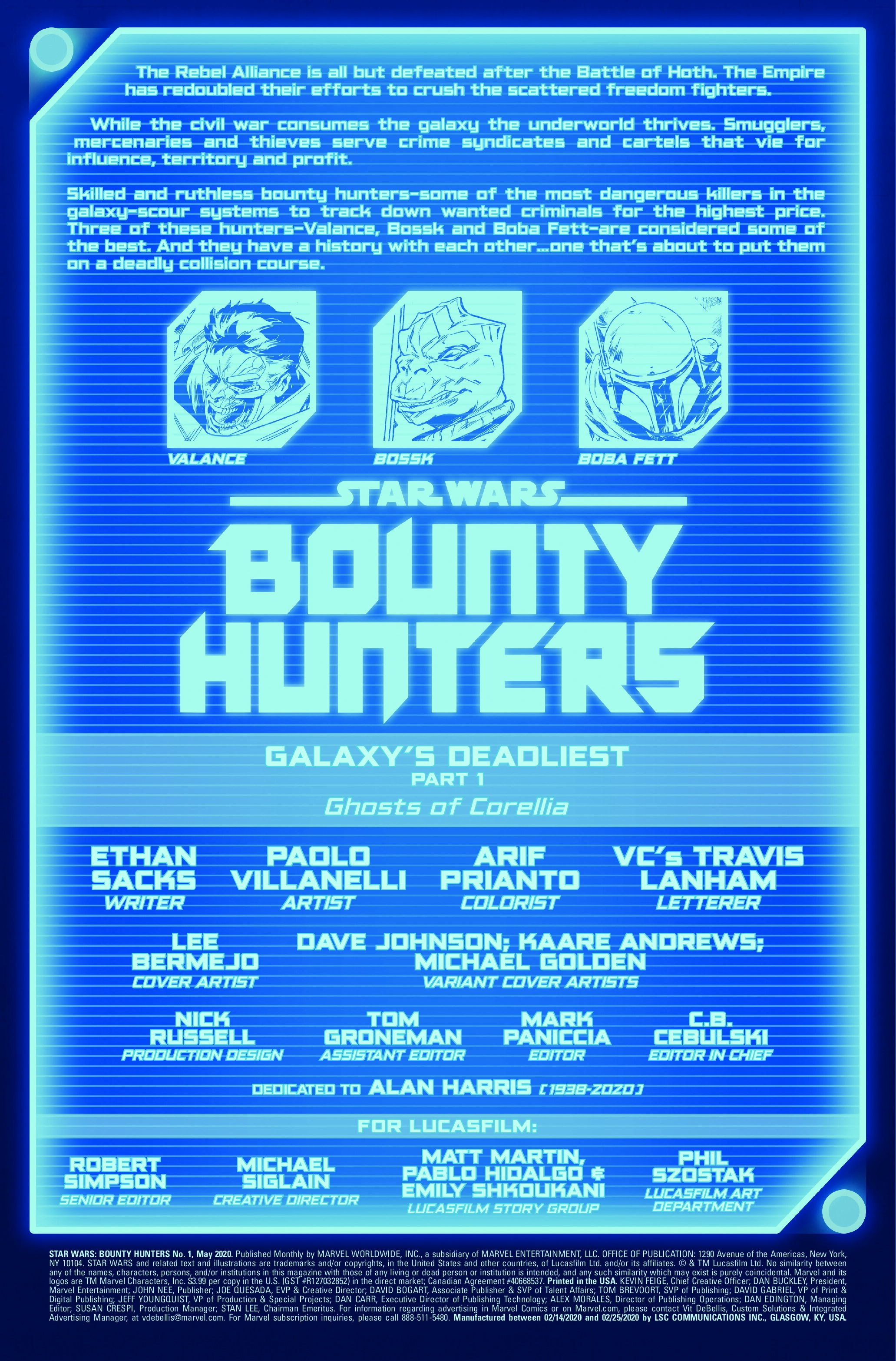 Star Wars: Bounty Hunters #1 3rd Printing Villanelli Variant