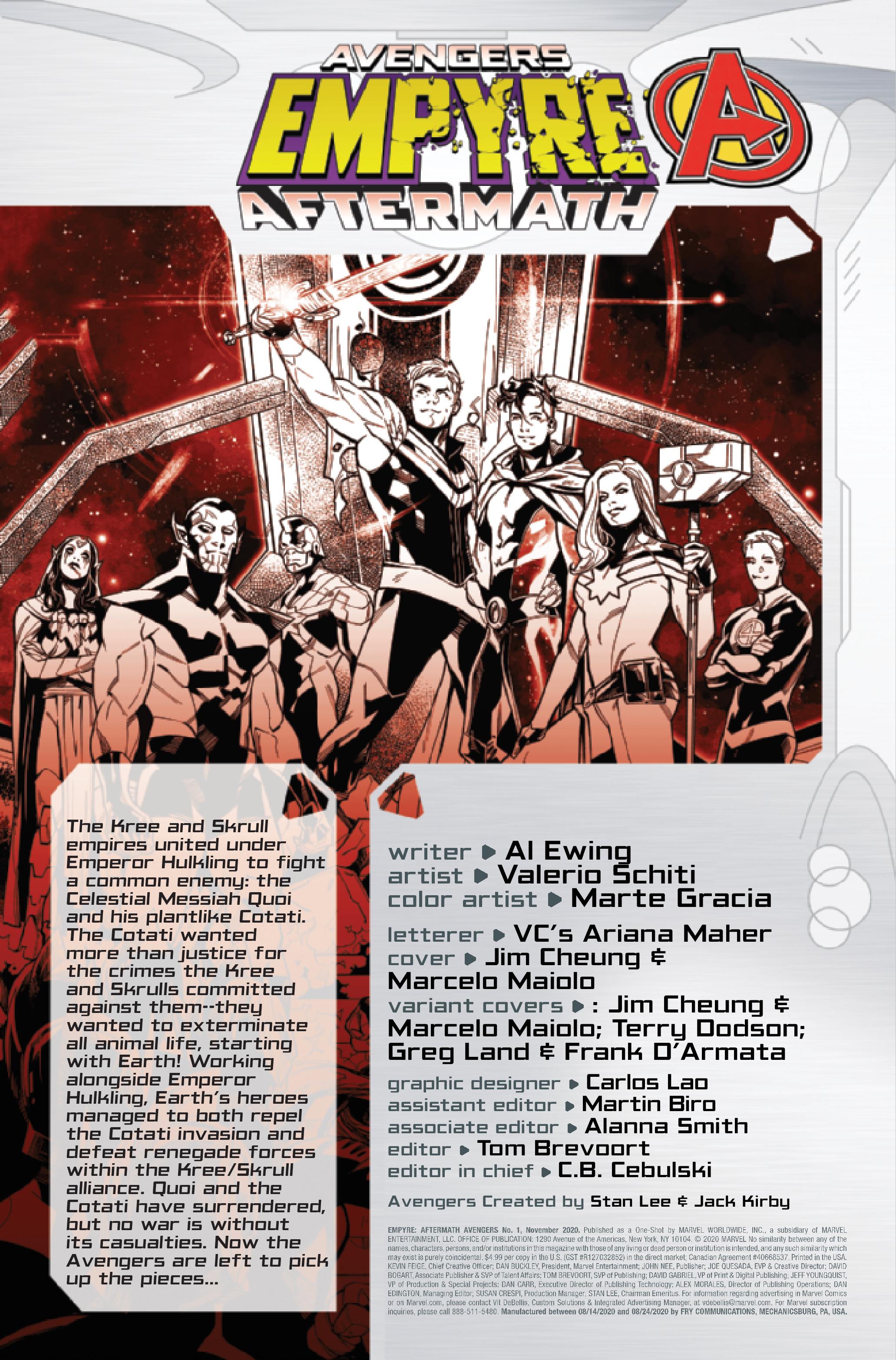 Empyre Aftermath Avengers #1 Dodson Variant