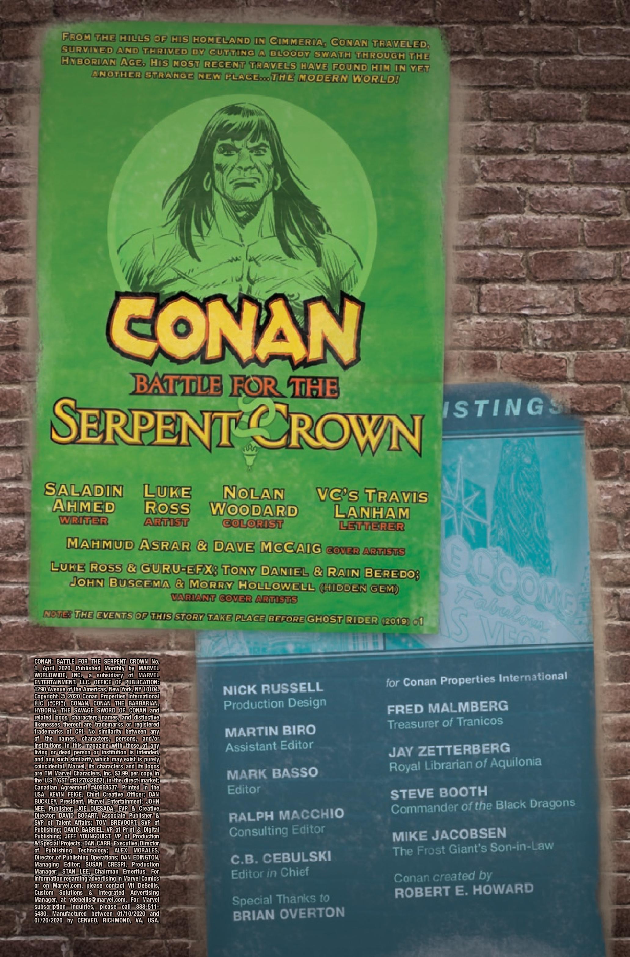 Conan Battle For Serpent Crown #1 Luke Ross Variant (Of 5)