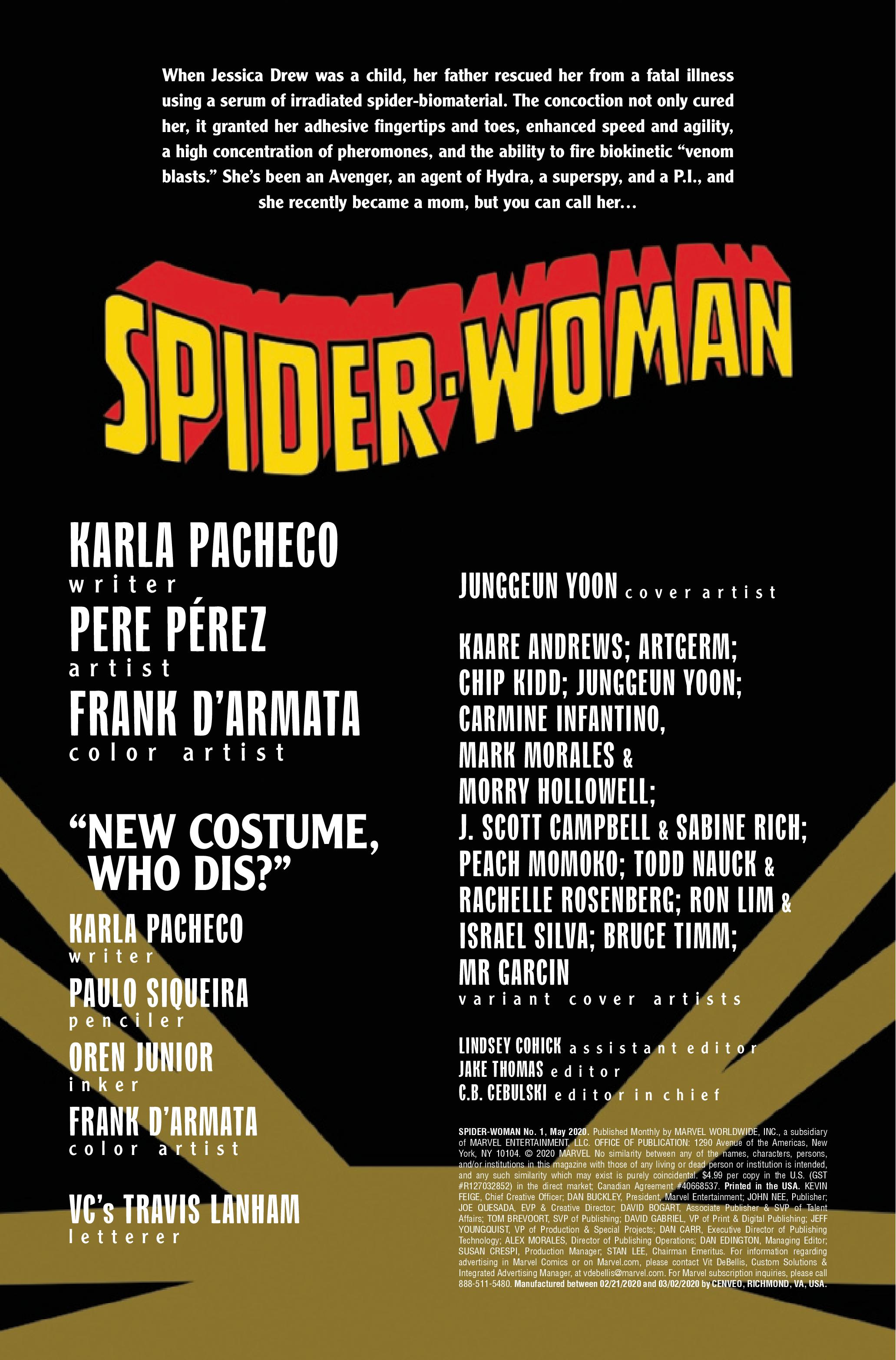 Spider-Woman #1 Yoon New Costume Cover (2020)