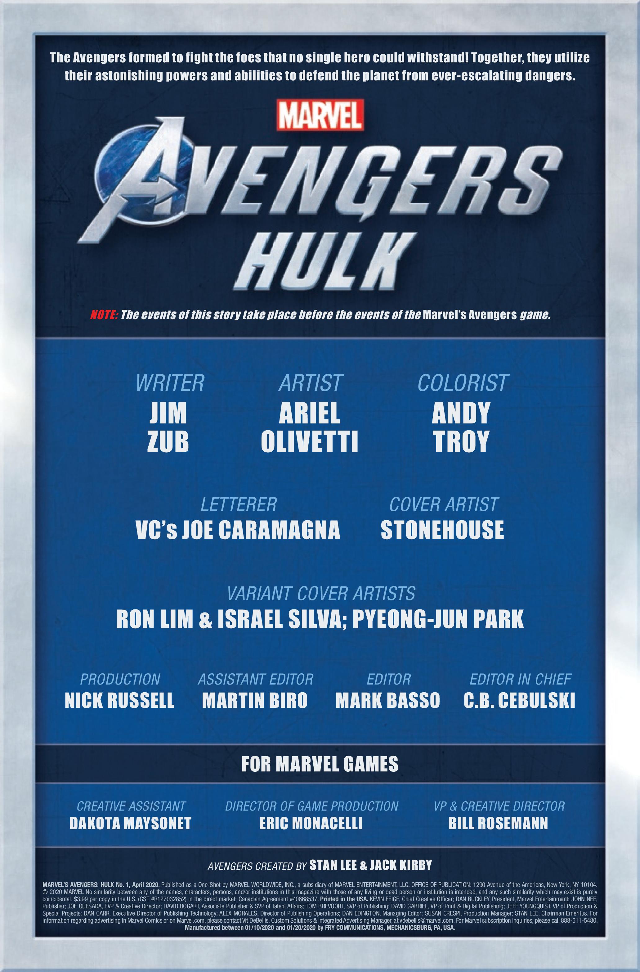 Marvel Avengers Hulk #1 Ron Lim Variant