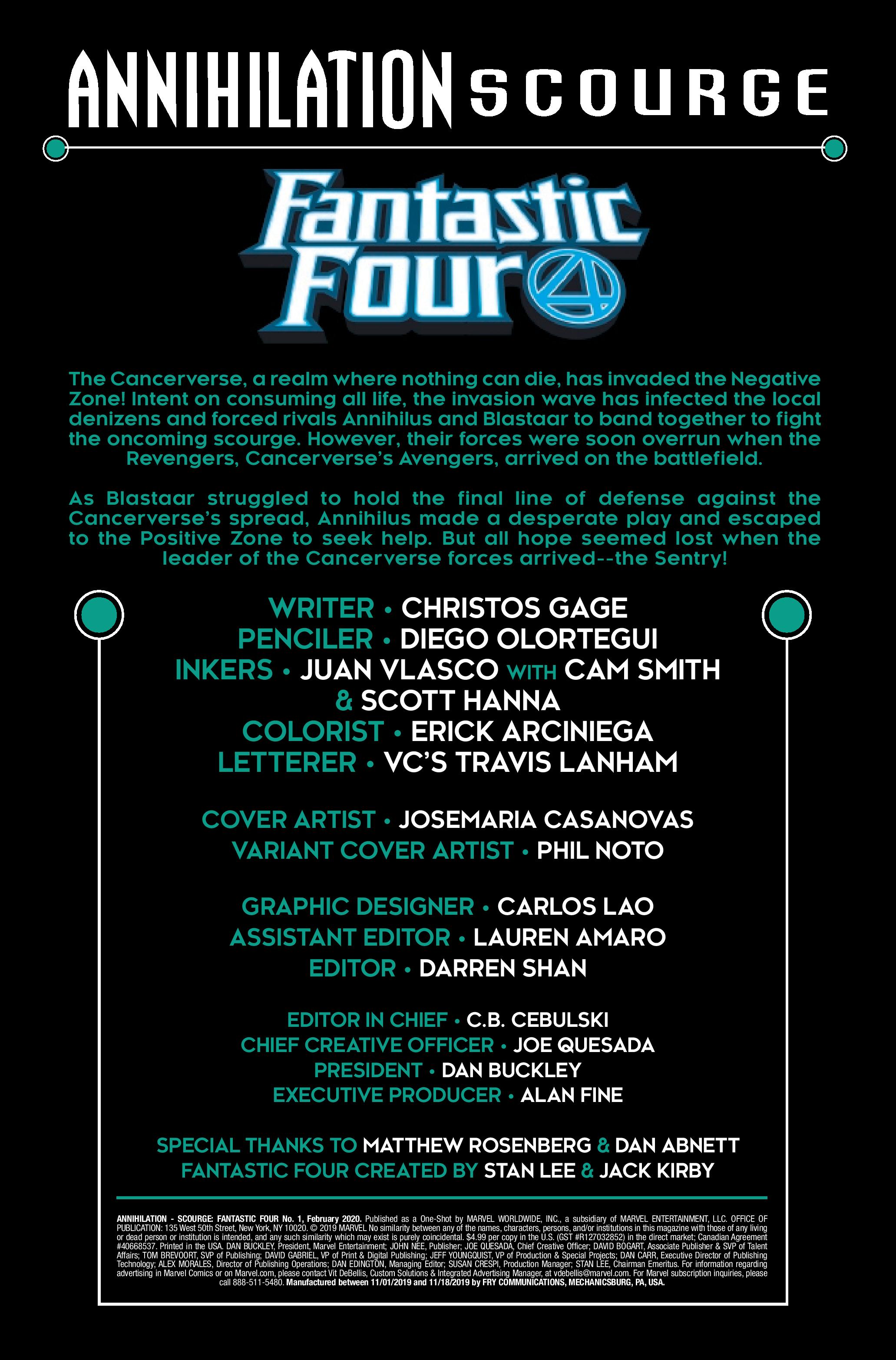 Annihilation Scourge Fantastic Four #1 Noto Variant