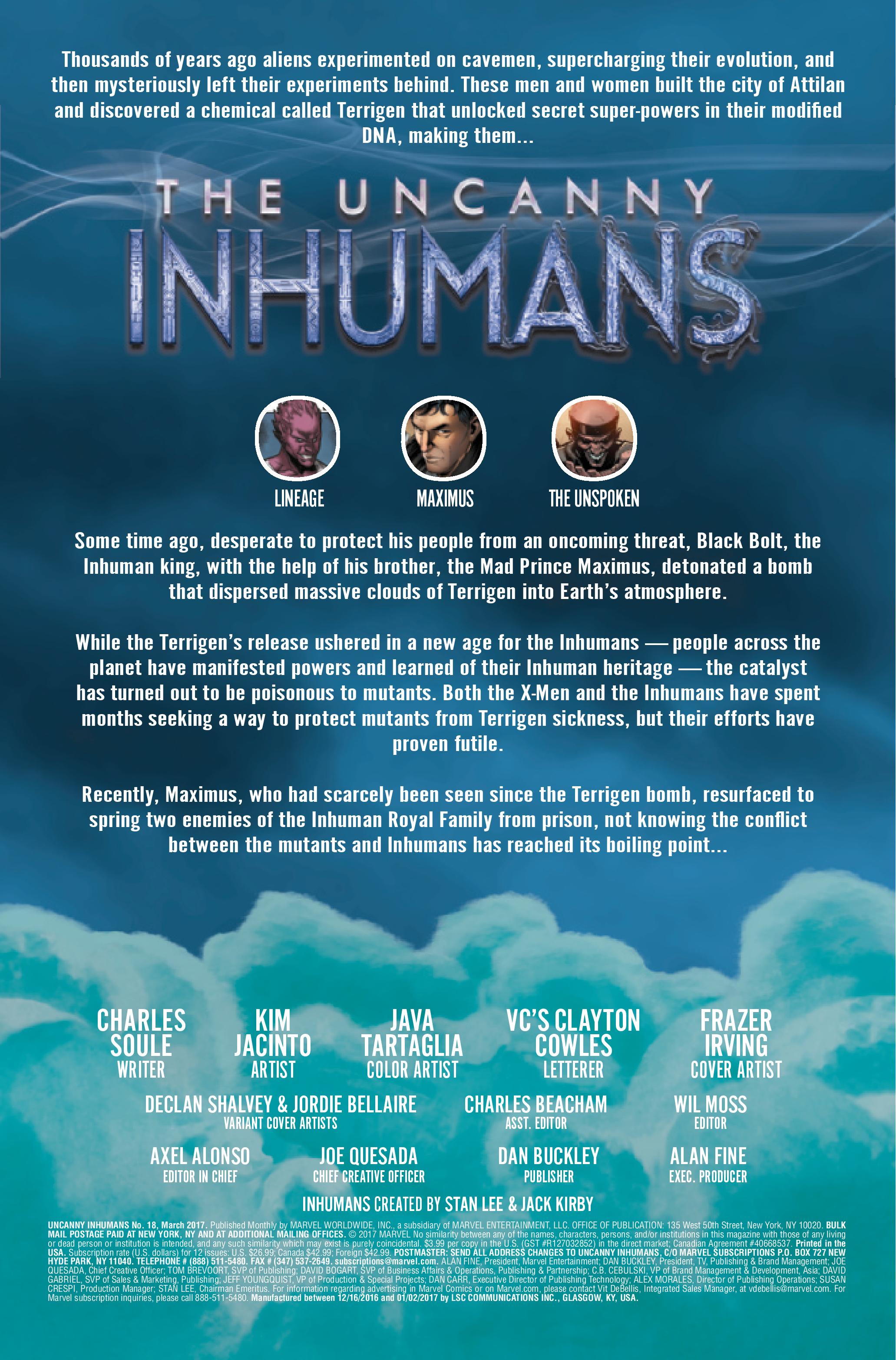 Uncanny Inhumans #18 1 for 25 Incentive Declan Shalvey