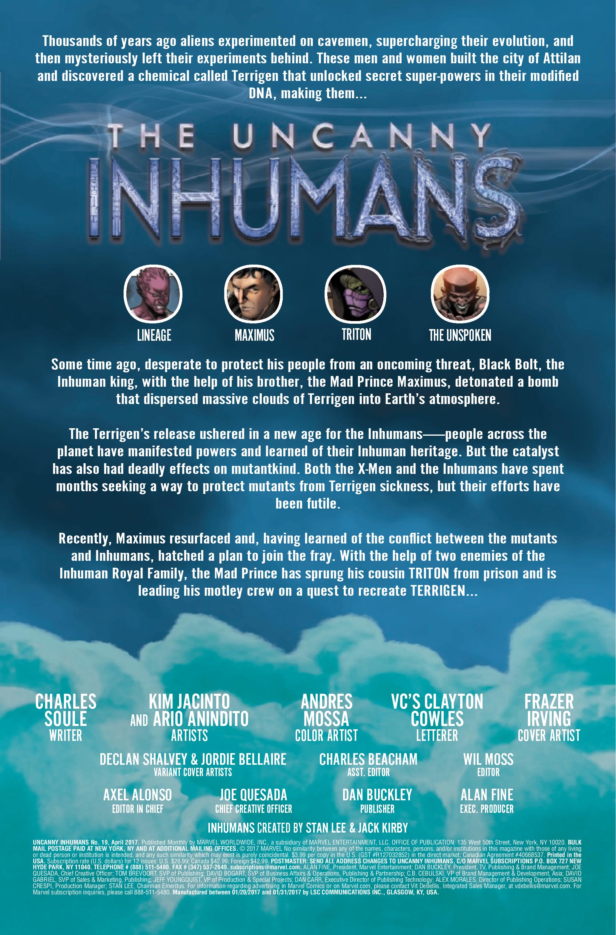 Uncanny Inhumans #19 1 for 25 Incentive Declan Shalvey, Jordie Bellaire